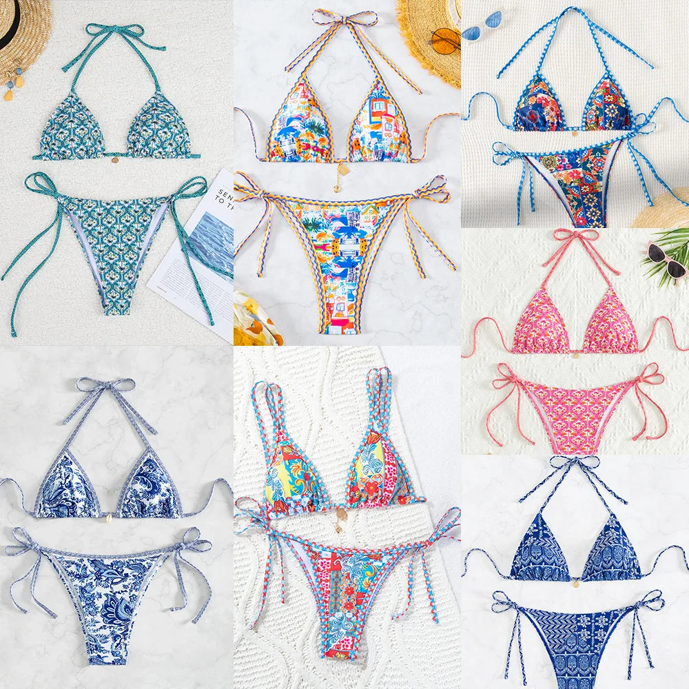 Floral Triangle Bikini Set